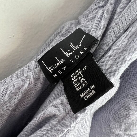 NWT Nicole Miller Linen Blend One Shoulder Ruffle Chambray Midi Dress Size XS - Picture 6 of 12